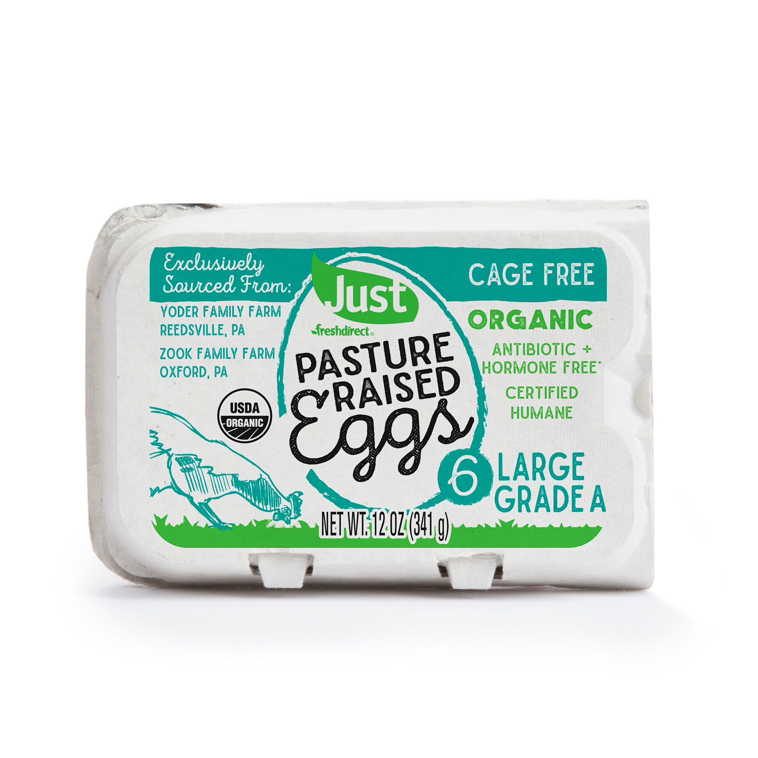Just FreshDirect Organic Cage-Free Pasture-Raised Grade A Large Eggs, image 1 of 2 slides