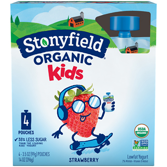 Stonyfield Organic Kids Lowfat Yogurt Pouches, Strawberry