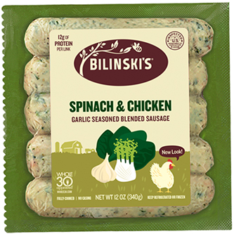 Bilinski's All Natural Chicken Sausage, Spinach
