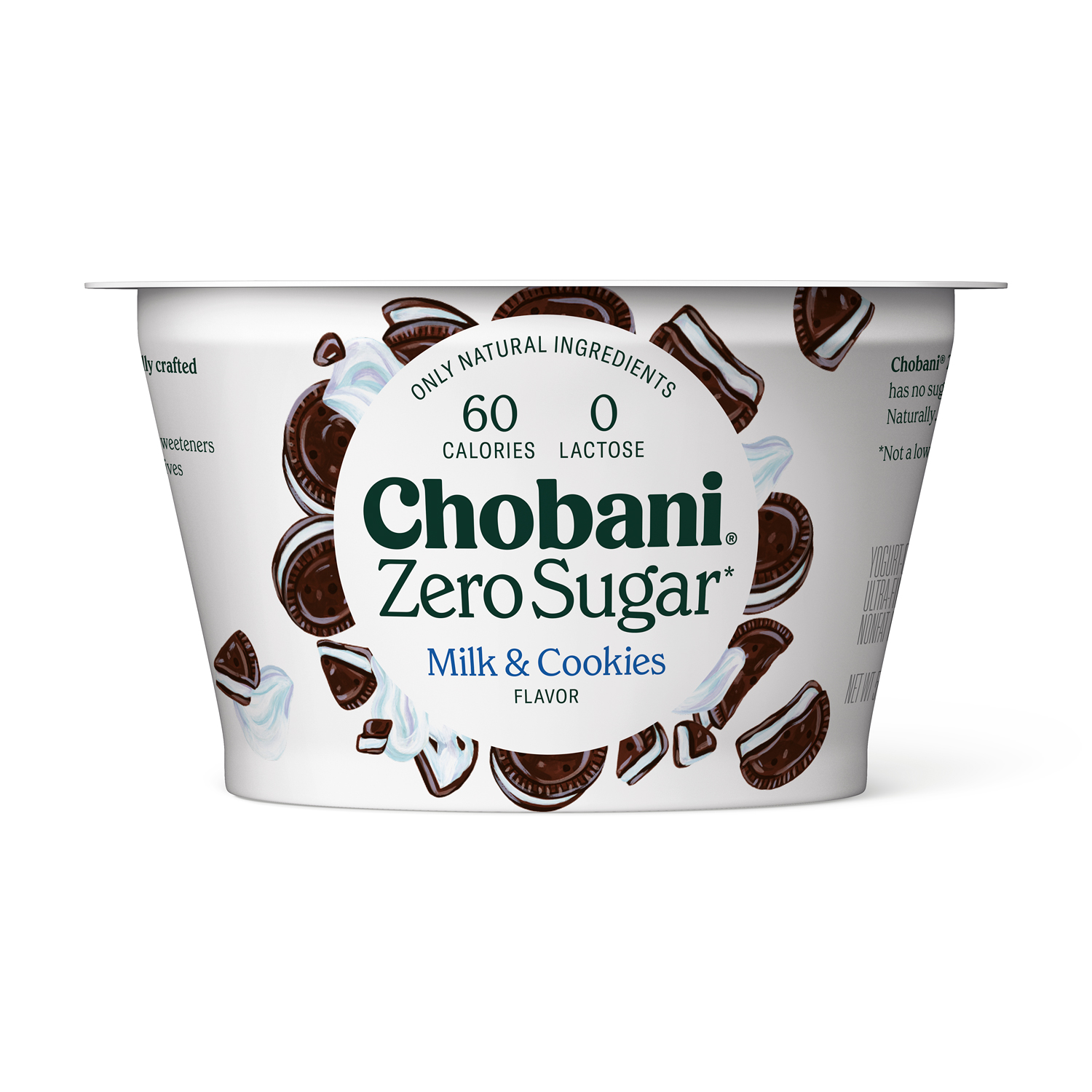 Chobani Zero Sugar Greek Yogurt, Milk & Cookies