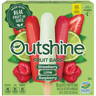 Outshine Fruit Bars, Strawberry, Raspberry & Lime