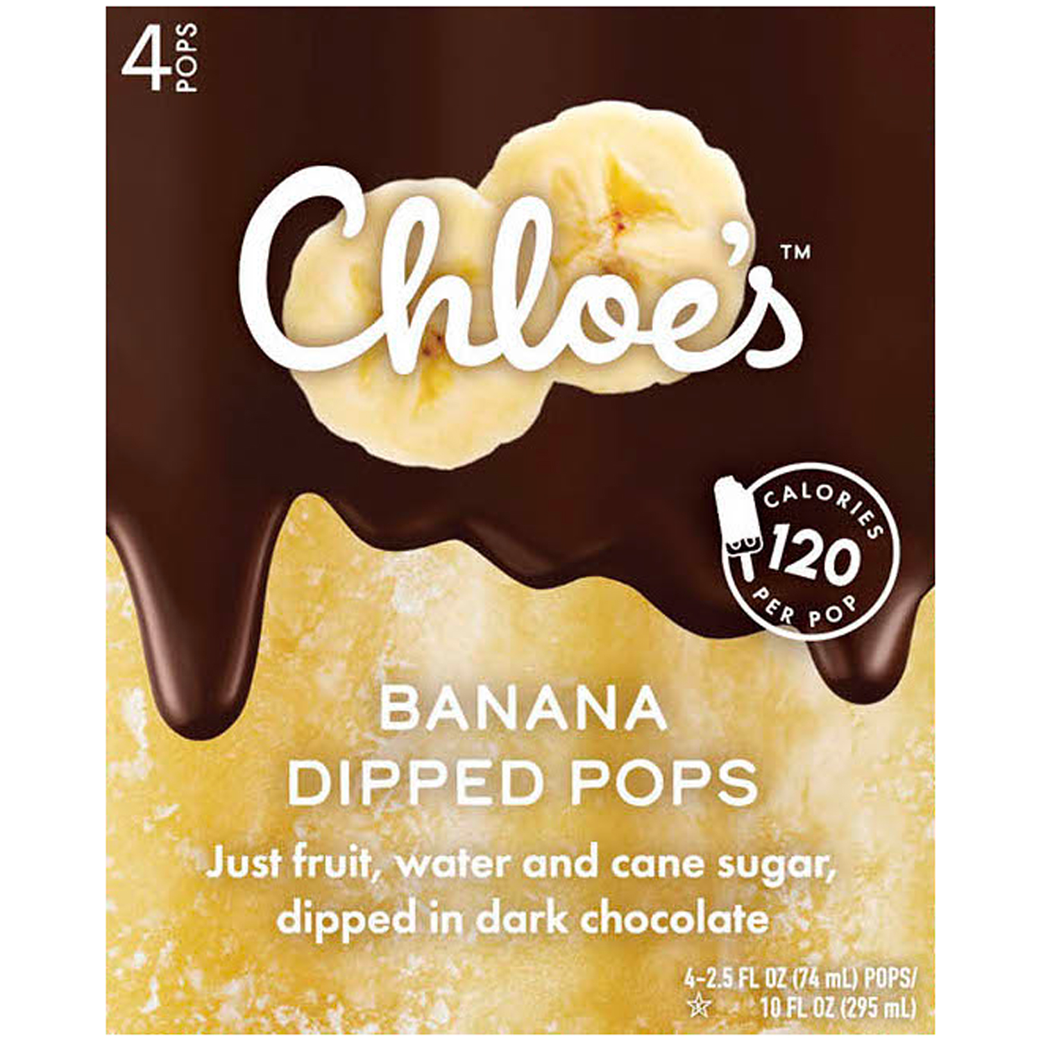 Chloe's Pops, Banana Dipped in Dark Chocolate