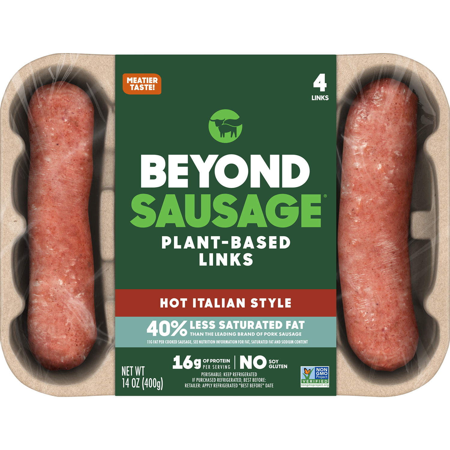 Beyond Meat Beyond Sausage Plant-Based Dinner Sausage Links, Hot Italian