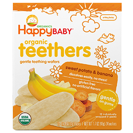 Happy Family Happy Baby Gentle Teethers, Organic Teething Wafers, Banana and Sweet Potato 