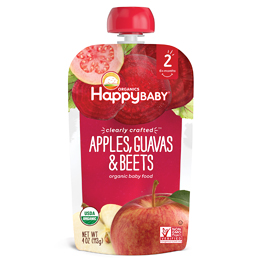 Happy Family Happy Baby Clearly Crafted Stage 2 Organic Baby Food, Apples, Guavas, and Beets 