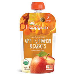 Happy Family Happy Baby Clearly Crafted Stage 2 Organic Baby Food, Apples, Pumpkin, and Carrots 