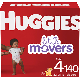 Huggies Little Movers Diapers, Economy Plus, Size 4, 22-37lb