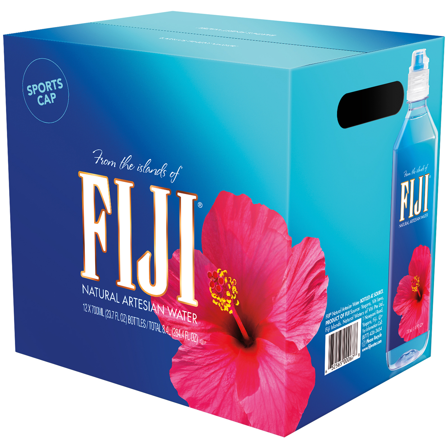 FIJI Natural Artesian Water, Sports Cap, Plastic Bottles