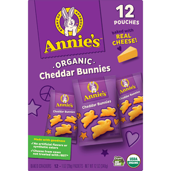 Annie's Organic Baked Snack Crackers Snack Packs, Cheddar Bunnies