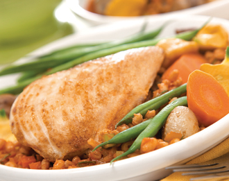 FreshDirect Roasted Chicken w/ Barley Risotto and Vegetables, Raised w/o Antibiotics