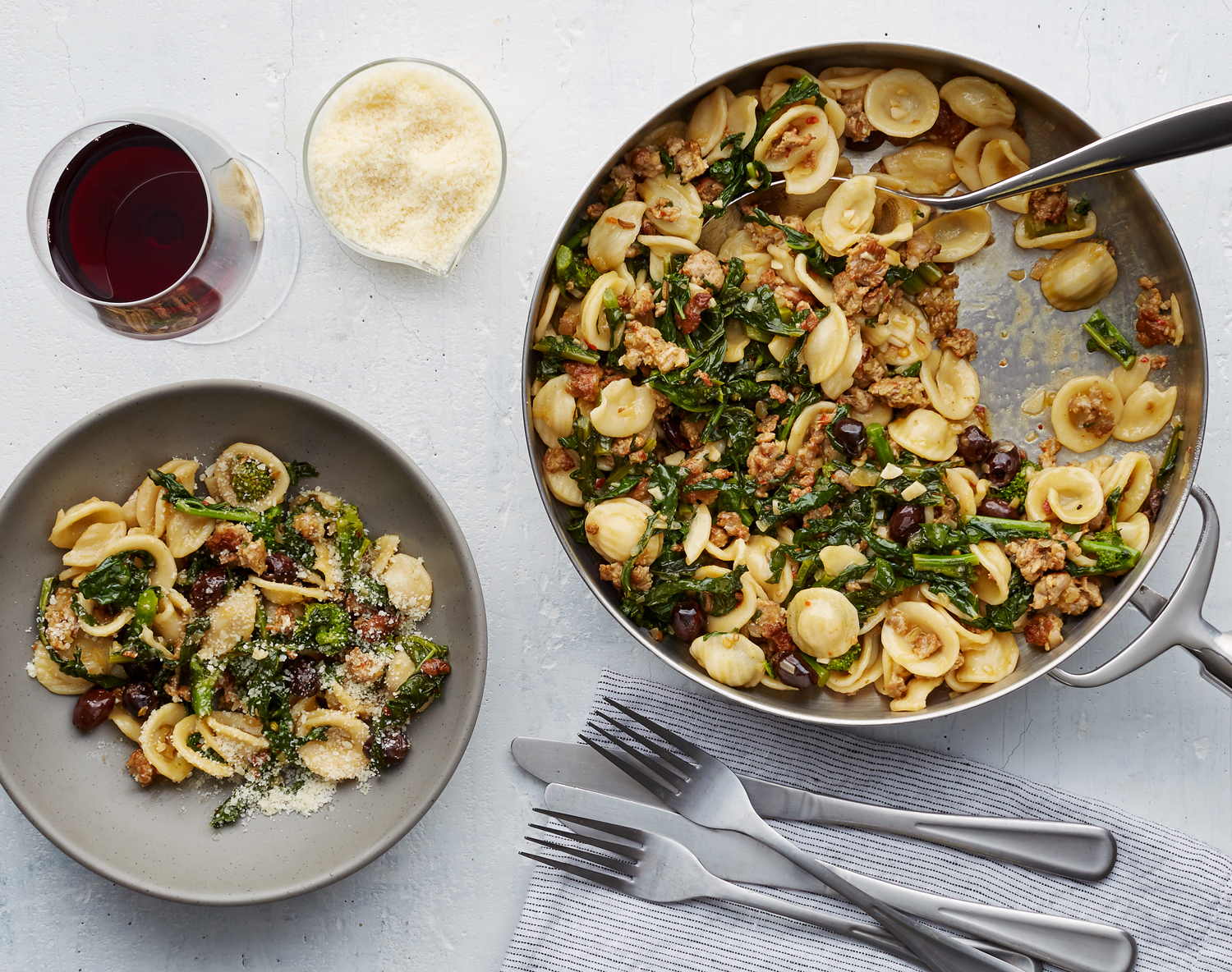 FreshDirect Orecchiette with Broccoli Rabe, Olives and Italian Sausage