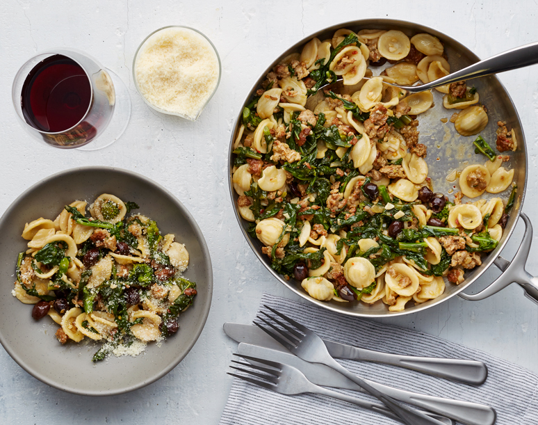 FreshDirect Orecchiette with Broccoli Rabe, Olives and Italian Sausage