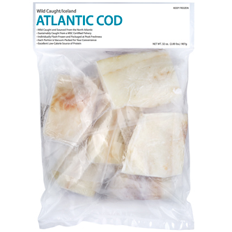Wild Atlantic Cod Individually Wrapped Fillets, Family Pack, Frozen
