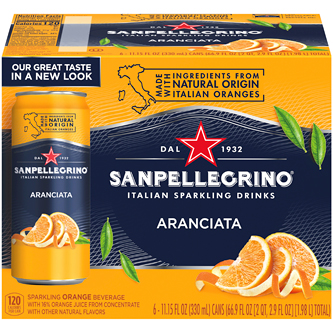 San Pellegrino Sparkling Fruit Beverage, Aranciata (Orange), Cans